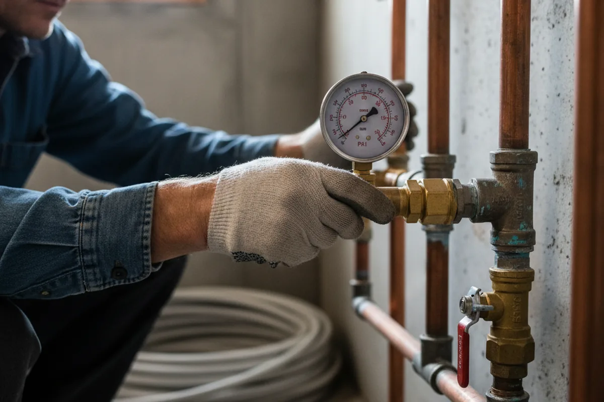 Pressure testing a repaired line during Water Line Repair in Mckinleyville